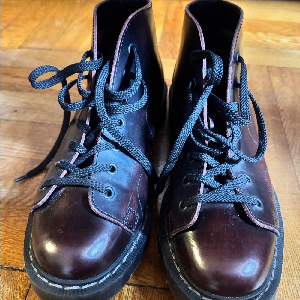 Solovair Burgundy Rub-Off Monkey Boot - 6 Mens / 7 Womens